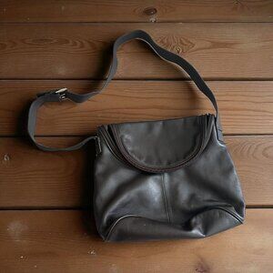 HYPE Brown Leather Zip Satchel Crossbody Bag